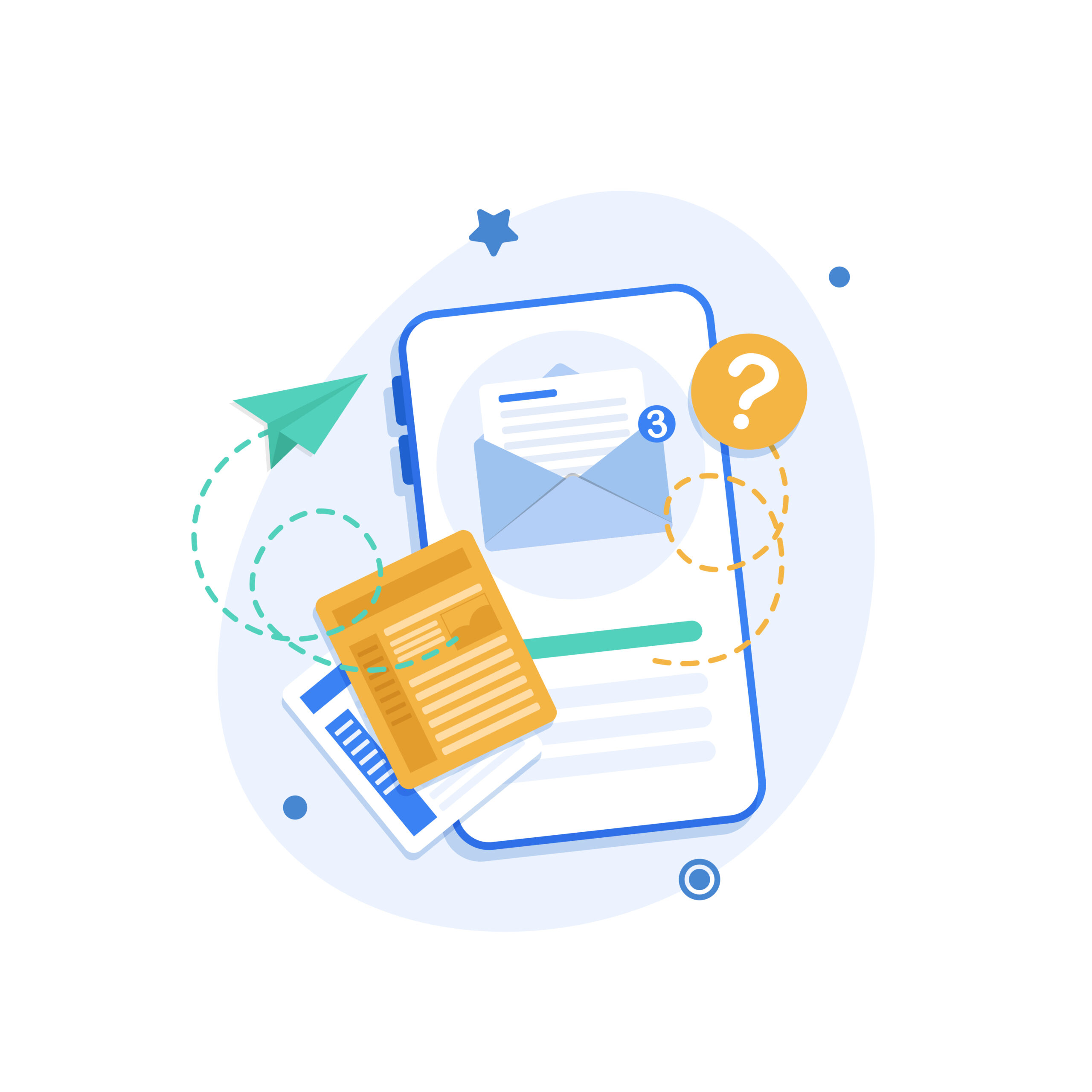 Smartphone and emailing,New message on the smartphone screen